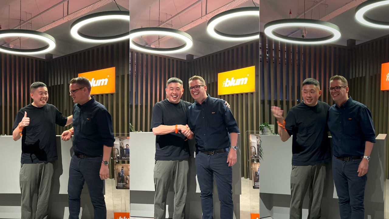 Nest Butler founder with the Blum Asia Pacific manager at the Blum Asia Pacific grand opening event.